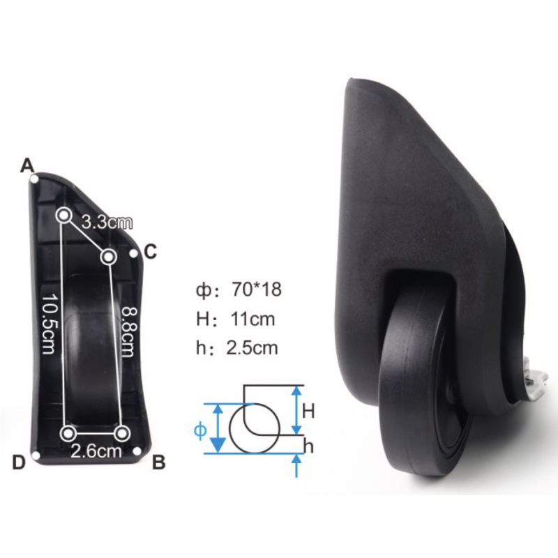 ROUES B-LITE UPRIGHT 2 ROUES SAMSONITE (UNE PAIRE)